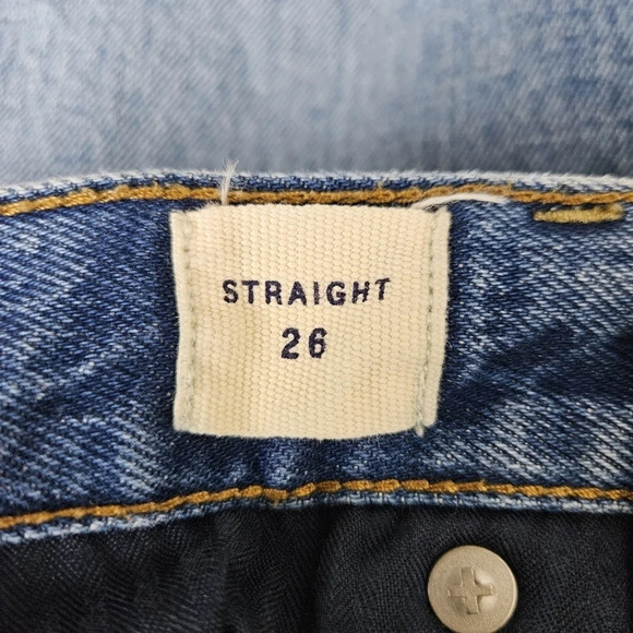 GAP Straight Crop Jeans Button Fly High Rise Dark Wash Denim - Picture 4 of 6